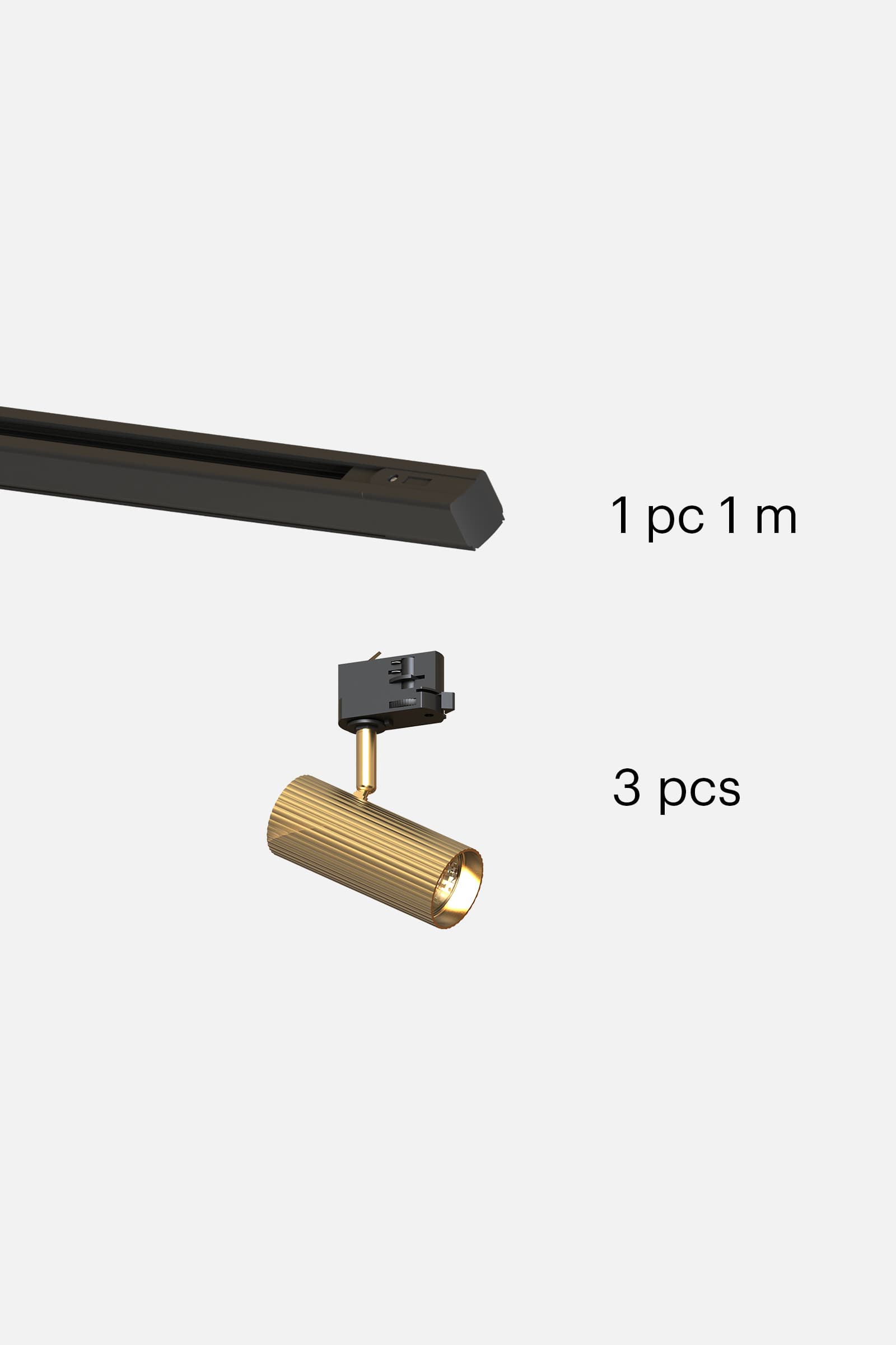 Track system 1 m Hubble spot 3 Brushed brass