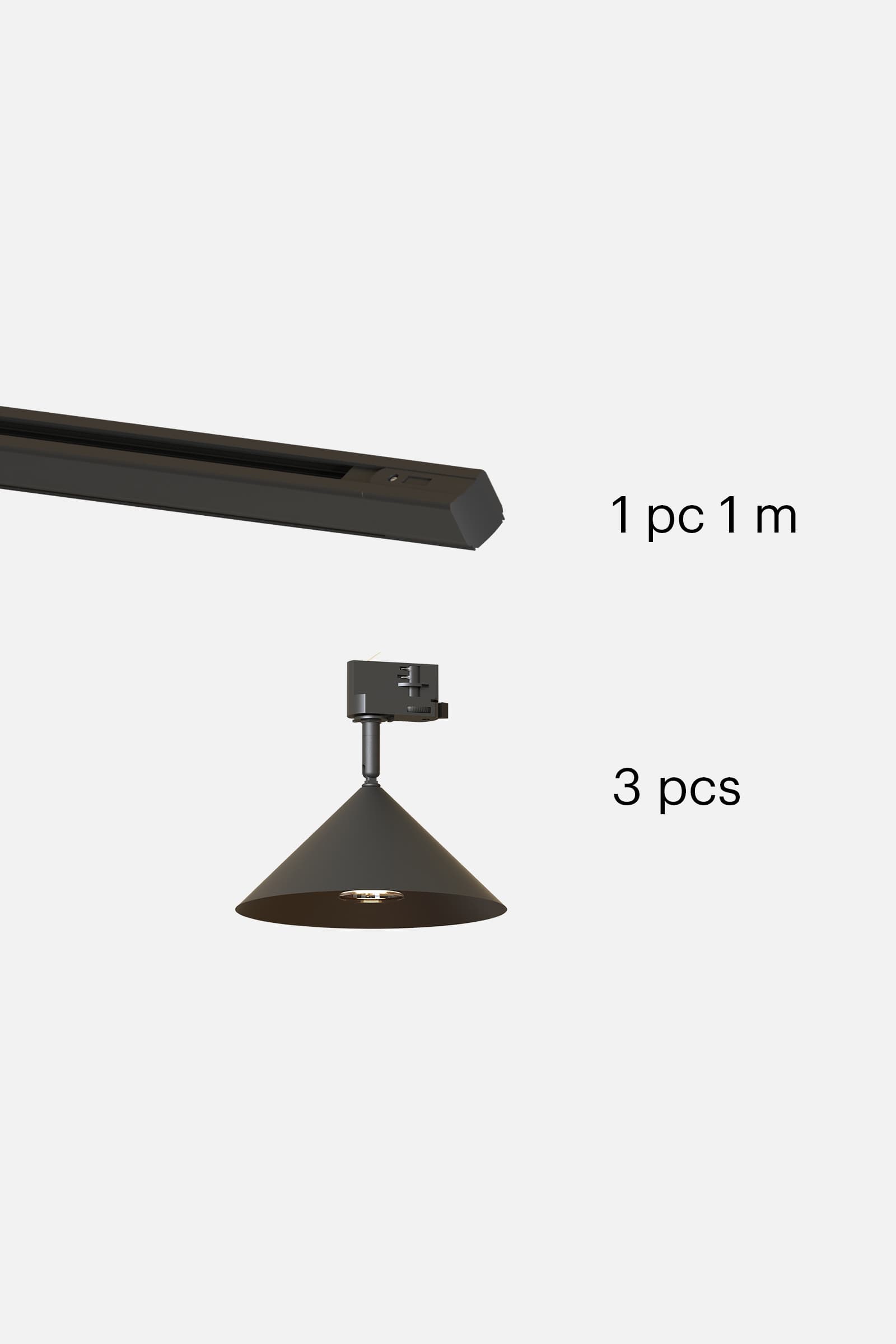 Track system 1 m Curve spot 3 Black